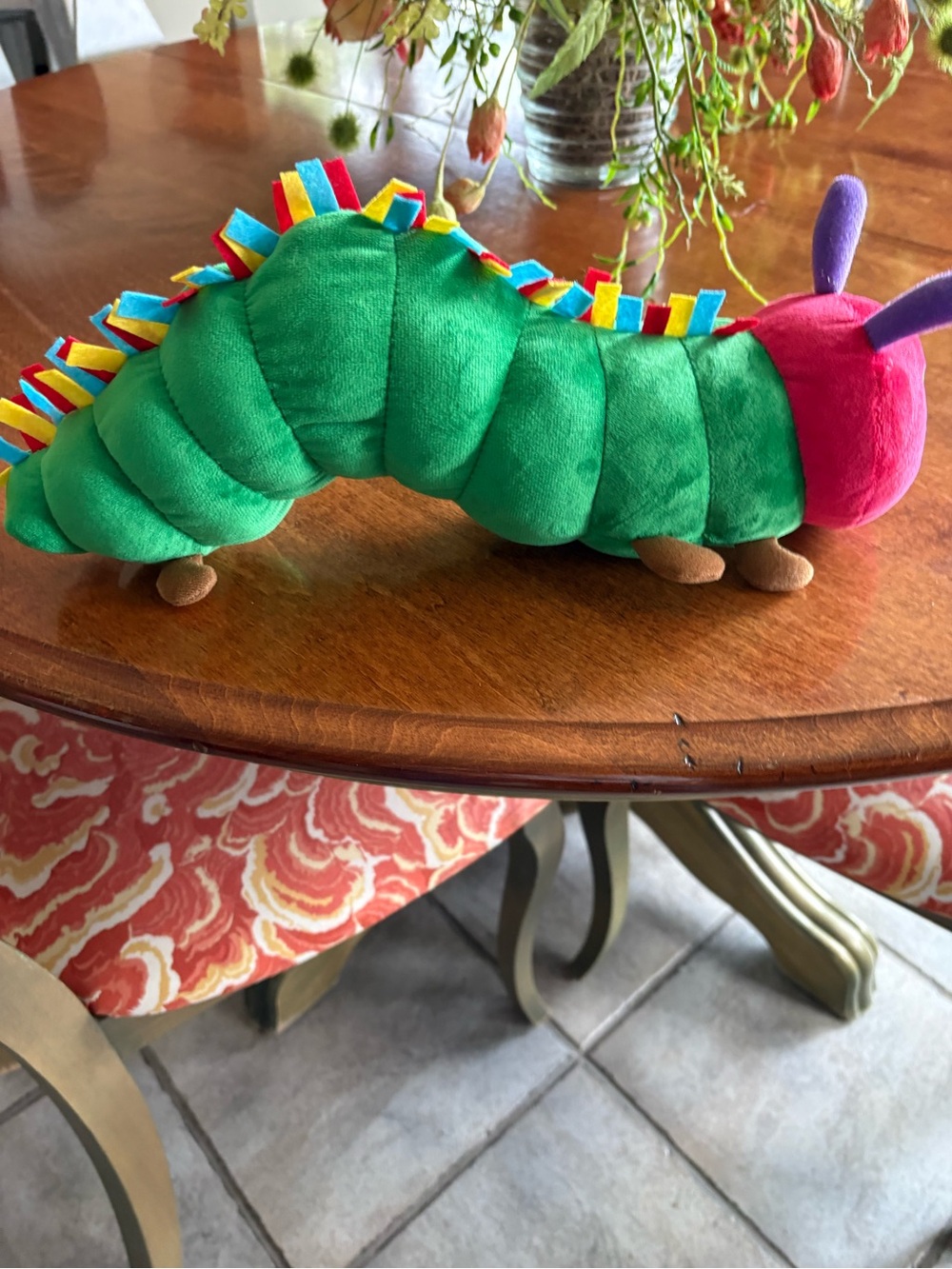 Green Caterpillar Plush Toy - Colorful Felt Spines - Picture 2 of 4
